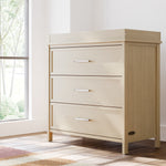 Classic driftwood 3 drawer chest with topper in a nursery