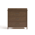 classic hazelnut 3 drawer chest with changing topper front view