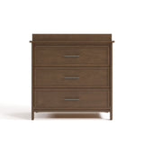 classic hazelnut 3 drawer chest with changing topper front view