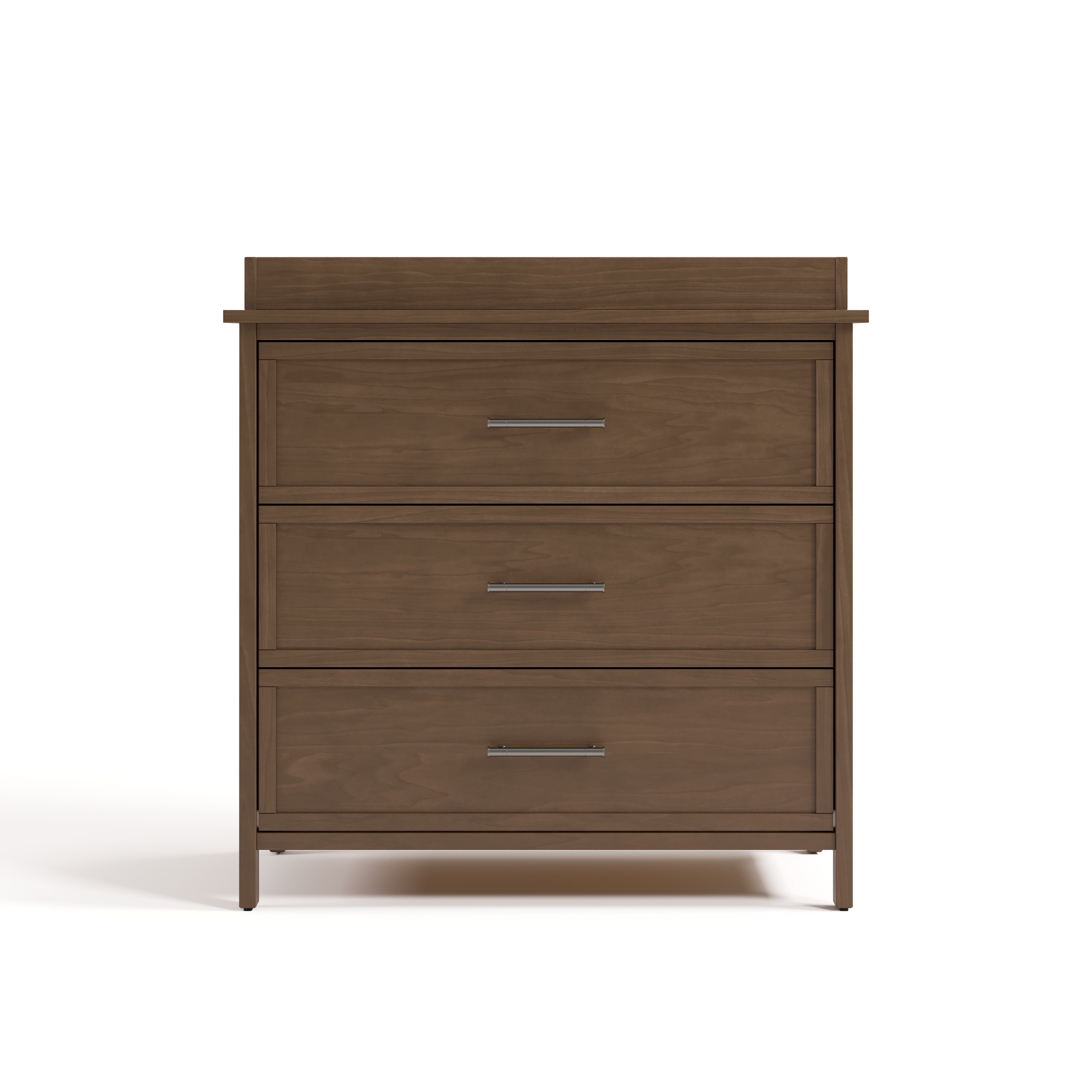 classic hazelnut 3 drawer chest with changing topper front view
