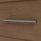 classic hazelnut 3 drawer chest with changing topper close up of handle