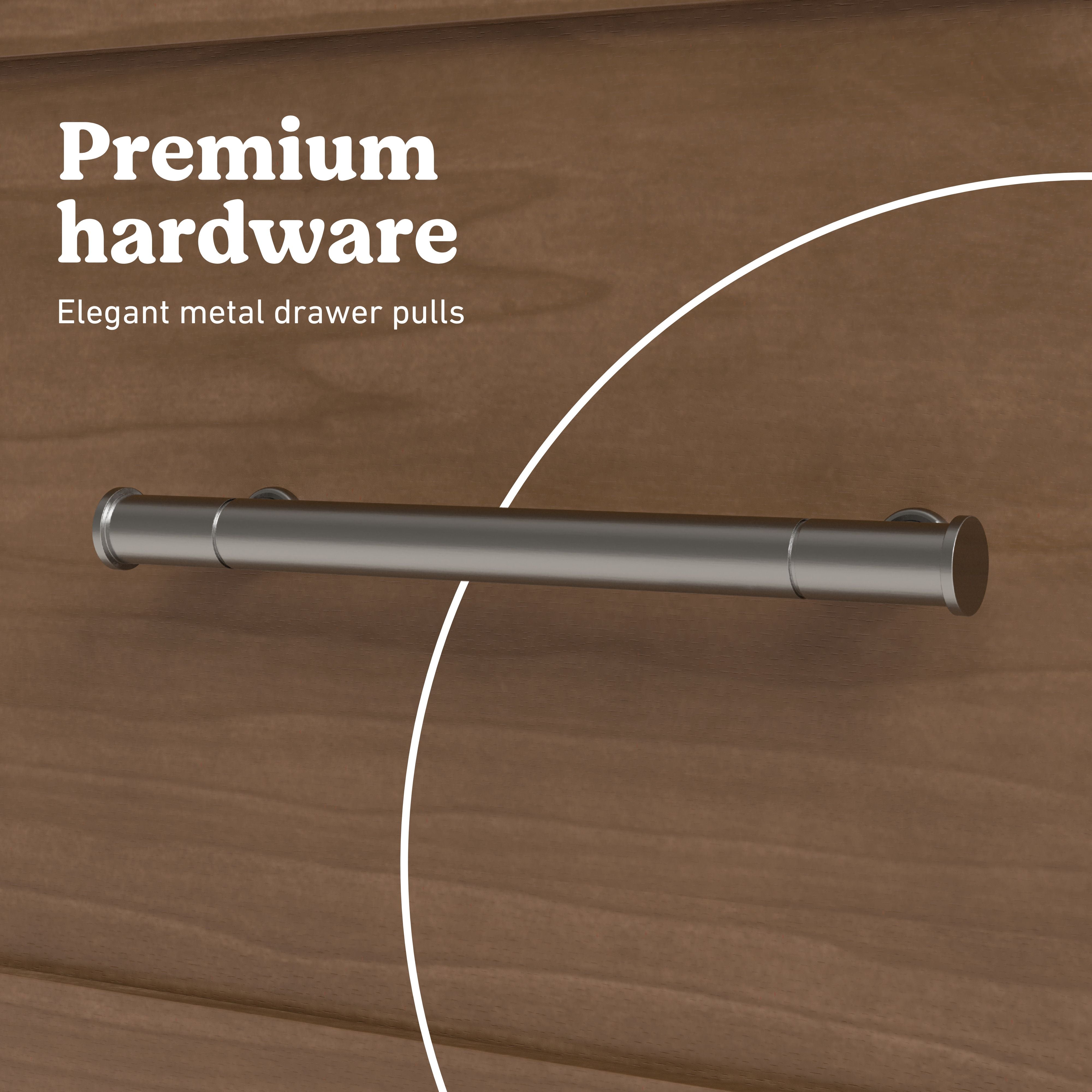 Classic hazelnut 3 drawer chest with topper premium hardware callout