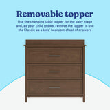 Classic hazelnut 3 drawer chest with topper removable topper callout