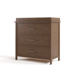 classic hazelnut 3 drawer chest with changing topper angle view