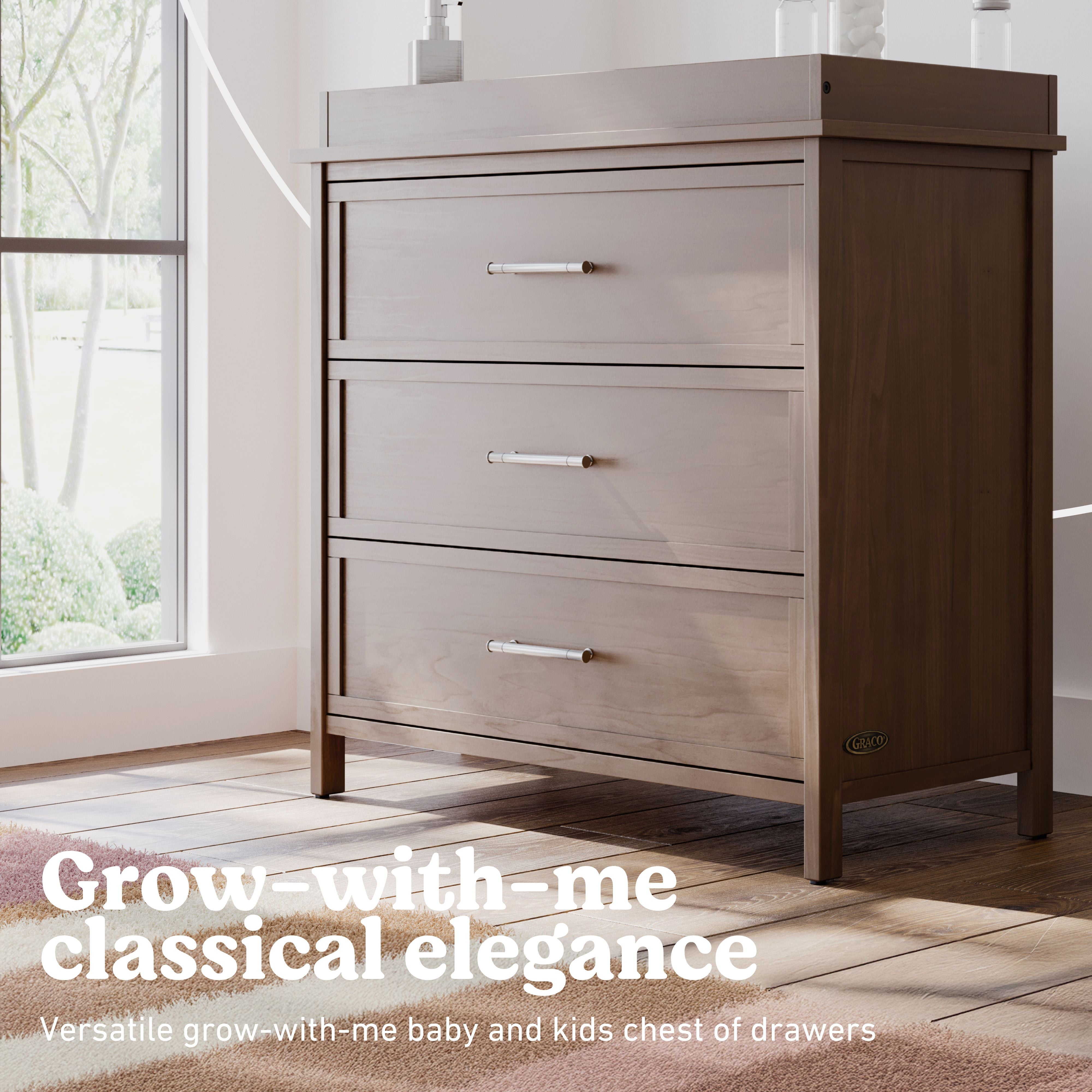 Classic hazelnut 3 drawer chest with topper style callout