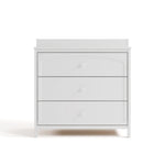 Olivia white 3 drawer chest with changing topper front view