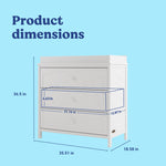 Olivia white 3 drawer chest with changing topper with dimensions