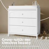 Olivia white 3 drawer chest with changing topper callout