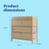 Olivia driftwood 3 drawer chest with changing topper with dimensions