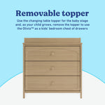 Olivia driftwood 3 drawer chest with changing topper removable topper callout