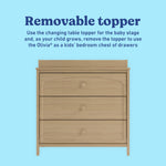 Olivia driftwood 3 drawer chest with changing topper removable topper callout