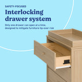Olivia driftwood 3 drawer chest with changing topper interlocking drawers callout
