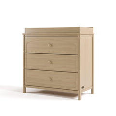 Olivia driftwood 3 drawer chest with changing topper angle view