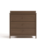 Olivia hazelnut 3 drawer chest with changing topper front view