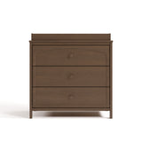 Olivia hazelnut 3 drawer chest with changing topper front view