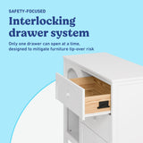 Olivia white 3 drawer combo dresser interlocking drawer callout
