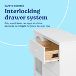 Olivia white 3 drawer combo dresser interlocking drawers callout