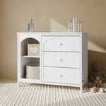 Olivia white 3 drawer combo dresser in nursery