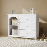 Olivia white 3 drawer combo dresser in nursery