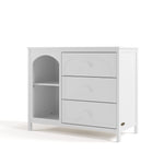 Olivia white 3 drawer combo dresser angle view