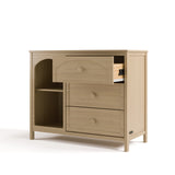 Olivia driftwood 3 drawer combo dresser angle view with top drawer open