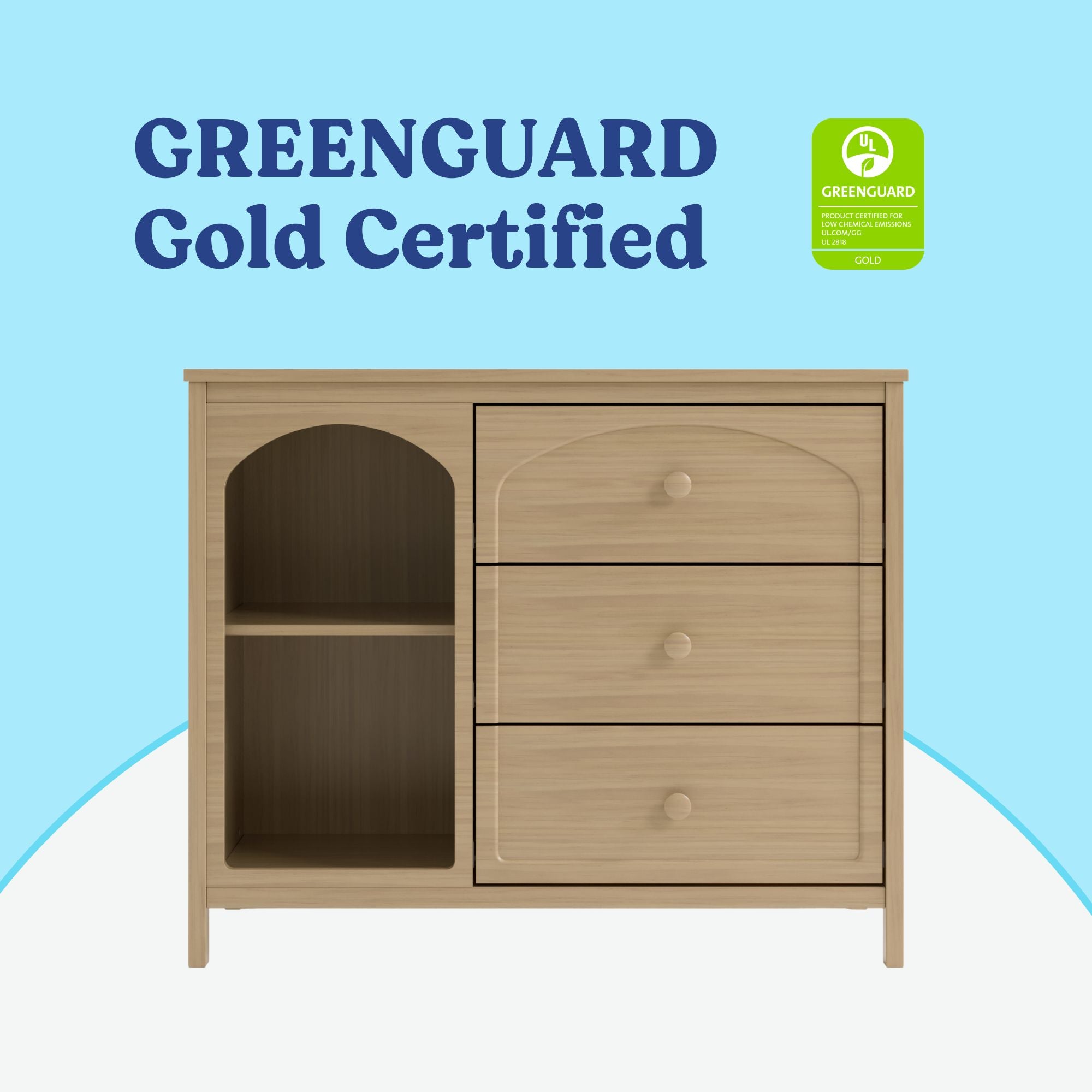 Olivia driftwood 3 drawer combo dresser certifications callout