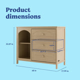 Olivia driftwood 3 drawer combo dresser dimensions callout
