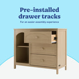 Olivia driftwood 3 drawer combo dresser pre-installed drawer tracks callout