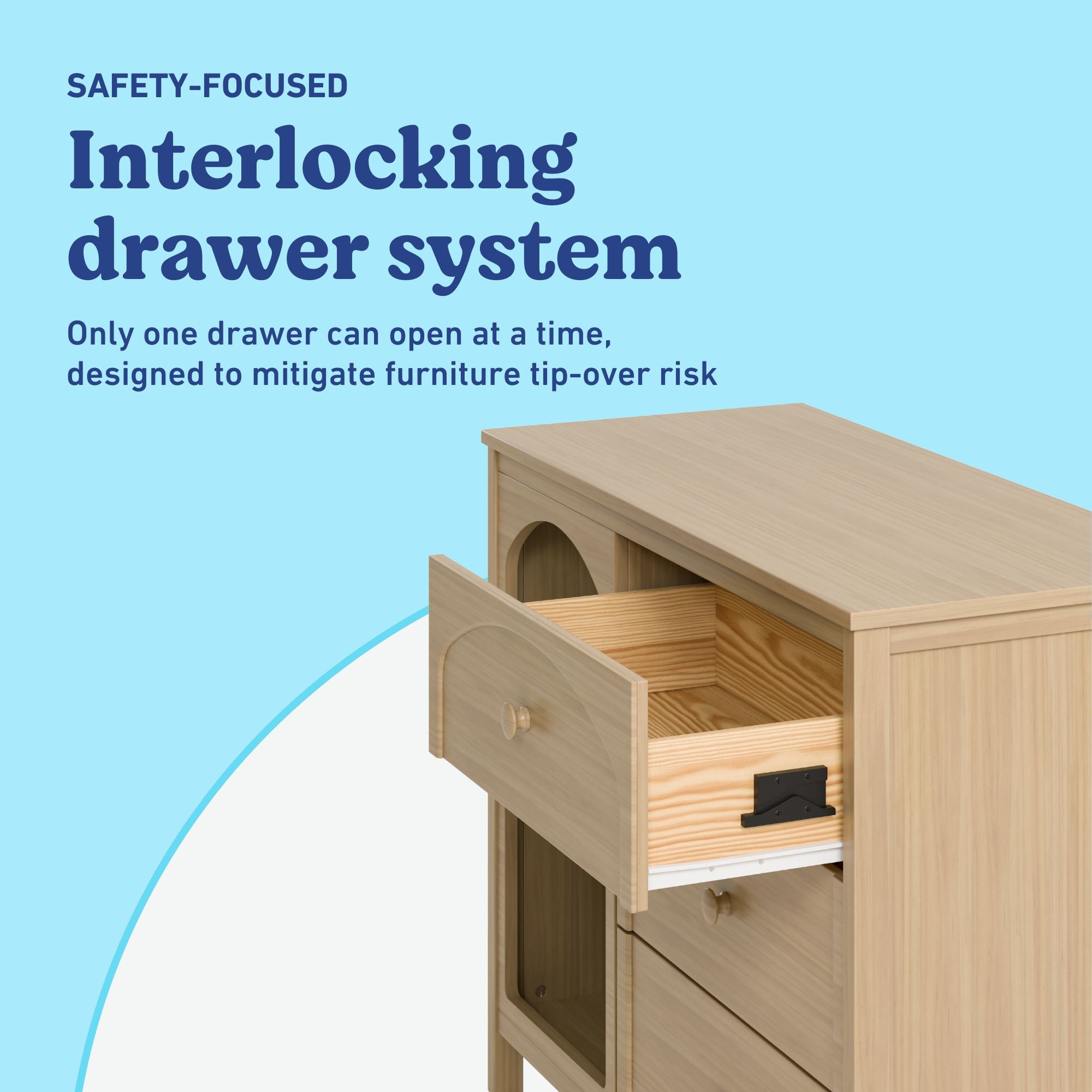 Olivia driftwood 3 drawer combo dresser interlocking drawer callout