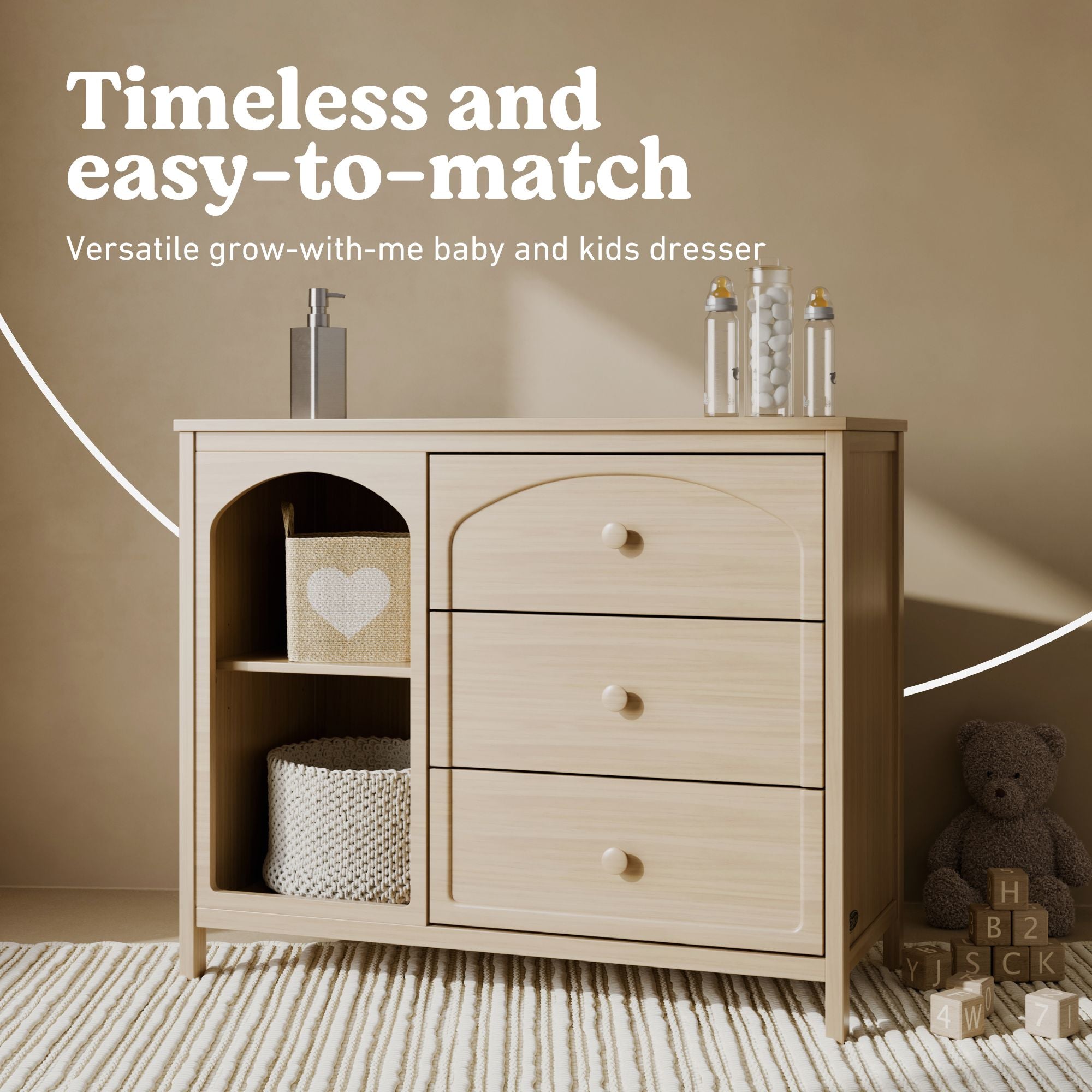 Olivia driftwood 3 drawer combo dresser style callout