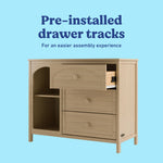 Olivia driftwood 3 drawer combo dresser pre-installed tracks callout