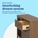 Olivia hazelnut 3 drawer combo dresser interlocking drawer callout