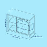 Olivia 3 drawer combo dresser line drawing with dimensions