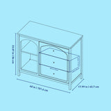 Olivia 3 drawer combo dresser line drawing with dimensions
