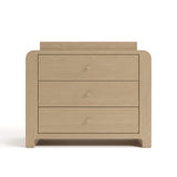 Read-with-Me driftwood 3 drawer chest with changing topper front view