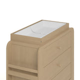 Read-with-Me driftwood 3 drawer chest with changing topper close up of changing topper with changing pad