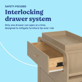Read-with-Me driftwood 3 drawer chest with changing topper interlocking drawers callout