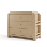 Read-with-Me driftwood 3 drawer chest with changing topper angle view