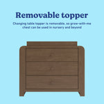 Read-with-Me hazelnut 3 drawer chest with changing topper removable topper callout