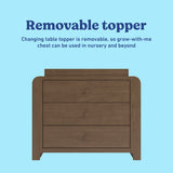 Read-with-Me hazelnut 3 drawer chest with changing topper removable topper callout