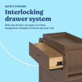 Read-with-Me hazelnut 3 drawer chest with changing topper interlocking drawers callout