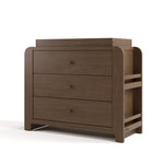 Read-with-Me hazelnut 3 drawer chest with changing topper angle view