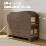 Read-with-Me hazelnut 3 drawer chest with changing topper style callout