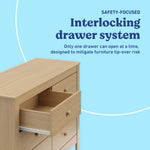Noah driftwood 6 drawer dresser interlocking drawers callout