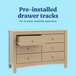 Noah driftwood 6 drawer dresser pre-installed drawer tracks callout
