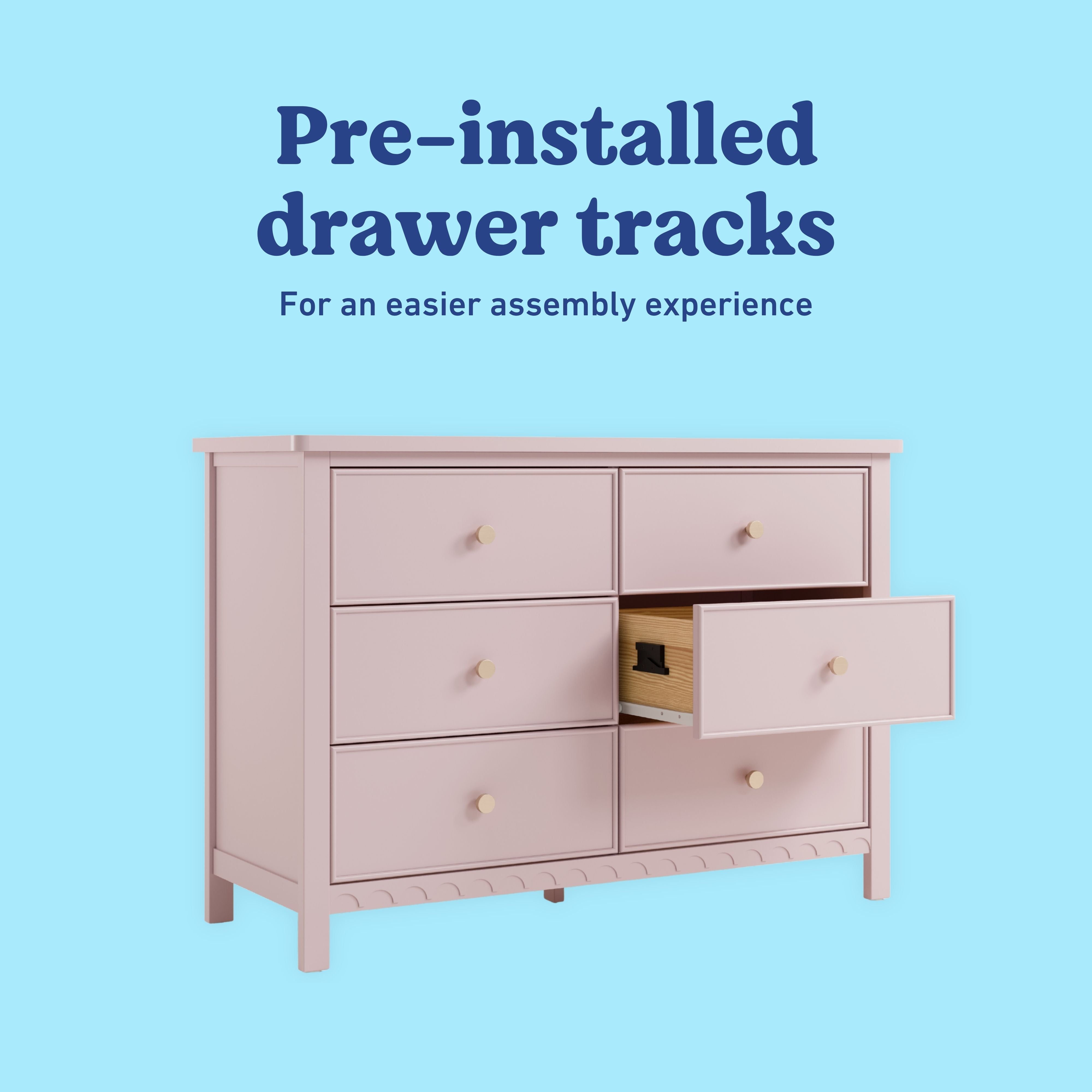 Graco Sasha 6 Drawer Dresser in Blush