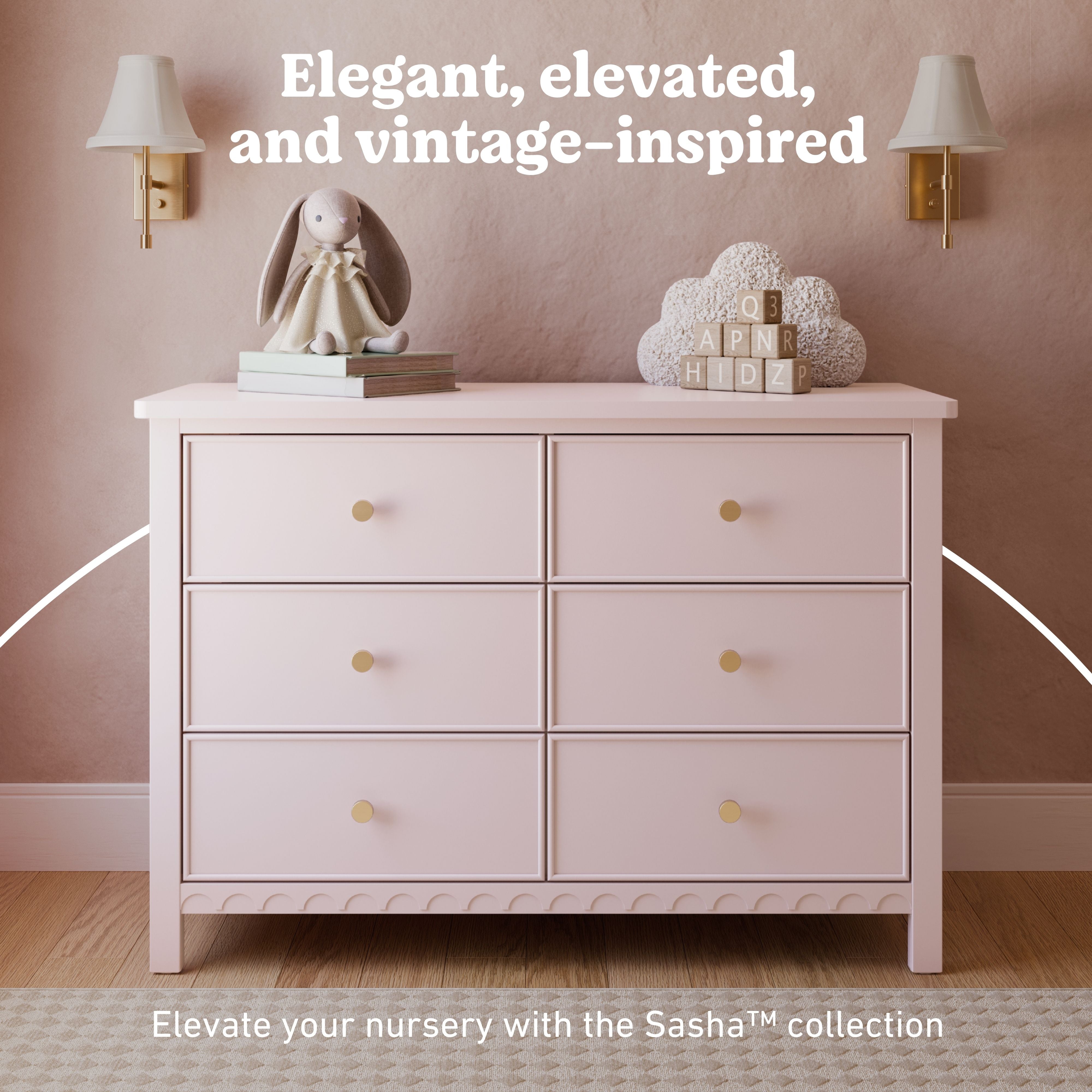 Graco Sasha 6 Drawer Dresser in Blush