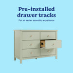 Graco Sasha 6 Drawer Dresser in Sage pre installed drawers