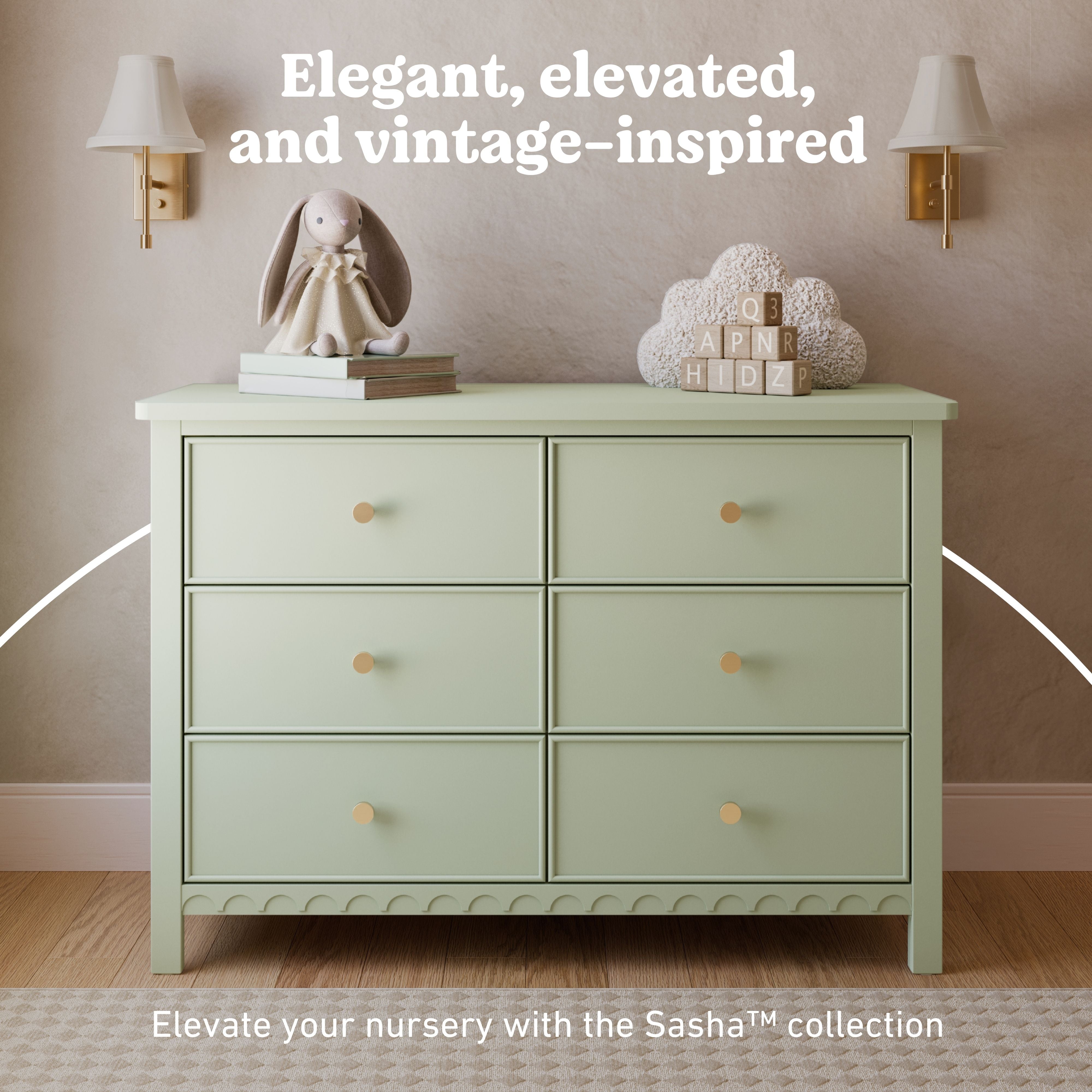 Graco Sasha 6 Drawer Dresser in Sage