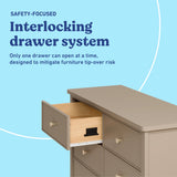 Graco Sasha 6 Drawer Dresser in Taupe interlocking drawer Callout image